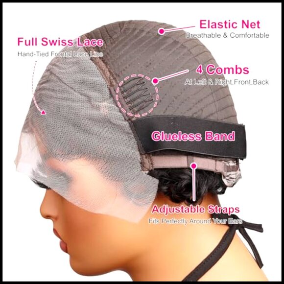 Short Curly Pixie Cut Glueless Wig Human Hair 13x4 HD Lace Frontal main image 6